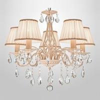 Подвесная люстра Eurosvet Amelia 10054/5 белый с золотом/прозрачный хрусталь Strotskis фото Подвесная люстра Eurosvet Amelia 10054/5 белый с золотом/прозрачный хрусталь Strotskis. Фото №1