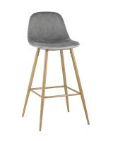Стул барный Валенсия велюр серый ножки цвет дерево Стул барный Валенсия велюр серый ножки цвет дерево