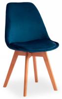 Стул Secret De Maison TULIP SOFT (mod. 74) вельвет/дерево , 54 х 47 х 83 см , синий (HLR 63)/натуральный (поставляется по 4 шт). Фото №1