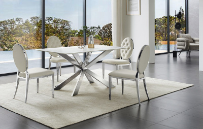 Стол T088 (160) камень белый матовый Calacata. Фото