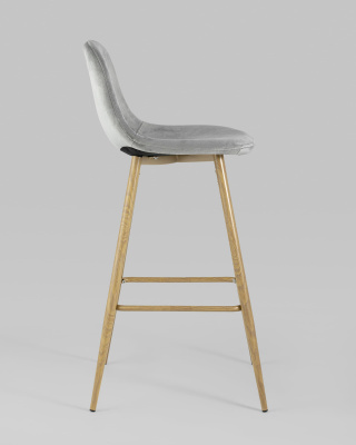 Стул барный Валенсия велюр серый ножки цвет дерево фото Стул барный Валенсия велюр серый ножки цвет дерево. Фото