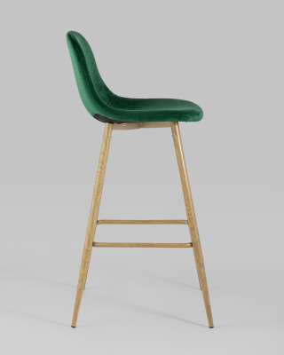 Стул барный Валенсия велюр зеленый ножки цвет дерево фото Стул барный Валенсия велюр зеленый ножки цвет дерево. Фото
