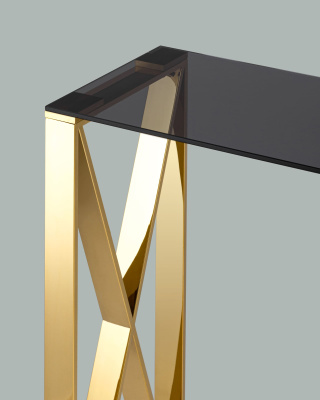 Консоль КРОСС 115*30 золото стекло smoke. Фото