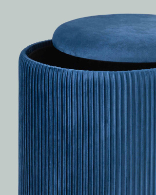 Пуф Шарлотта с ящиком велюр синий. Фото