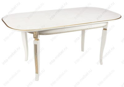 Стол деревянный Romeo молочный / патина золото. Фото №5