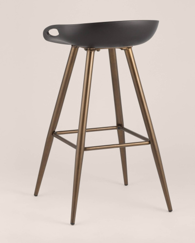 Стул барный Флэш черный, бронзовые ножки. Фото №6