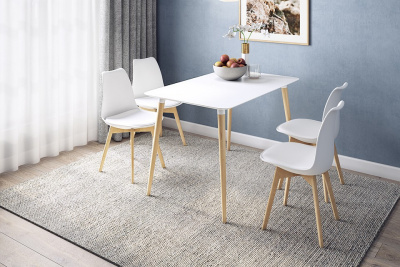Сканди 1 Стол (обеденный) белый/светлый лак. Фото