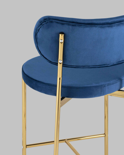 Стул полубарный Барбара велюр синий золотые ножки. Фото №8