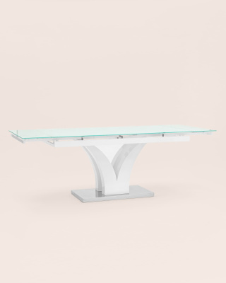 Стол обеденный Верона раскладной 160-220*90 глянцевый белый. Фото