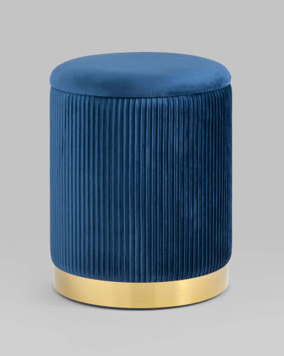Пуф Шарлотта с ящиком велюр синий. Фото №3