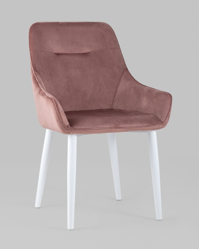 Стул Диана велюр пыльно-розовый ножки белые. Фото №3