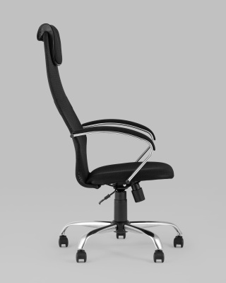 Кресло компьютерное Сеймур сетка черный крестовина хром. Фото