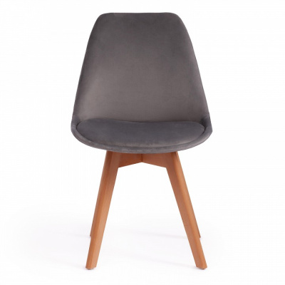 Стул Secret De Maison TULIP SOFT (mod. 74) вельвет/дерево , 54 х 47 х 83 см , светло-серый (HLR19)/натуральный (поставляется по 4 шт). Фото