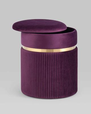 Пуф Миранда с ящиком велюр сливовый. Фото