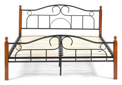 Кровать AT-808 Wood slat base дерево гевея/металл, 160*200 см (Queen bed), красный дуб/черный фото Кровать AT-808 Wood slat base дерево гевея/металл, 160*200 см (Queen bed), красный дуб/черный. Фото №2