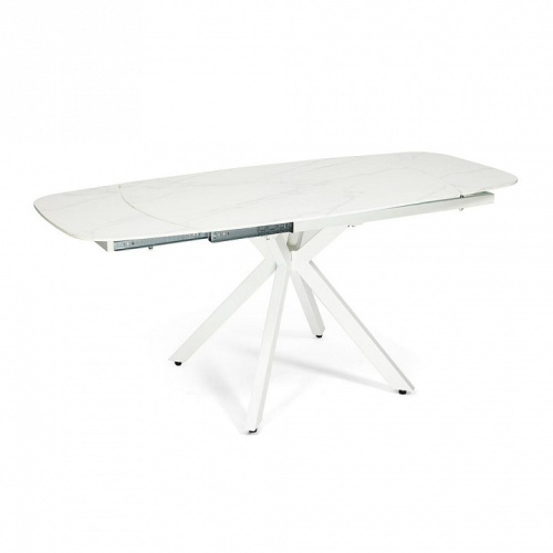 Стол RIDGE (mod. 8068) металл/стекло, 120-180/80/75см, белый мрамор/белый. Фото №2