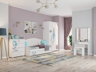 Гламур Шкаф 3-створчатый  белый/белый глянец. Фото