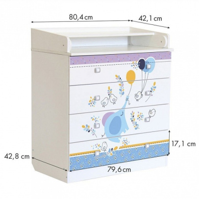 Комод пеленальный Polini kids Simple 1580 Слоник на шаре, белый. Фото №5