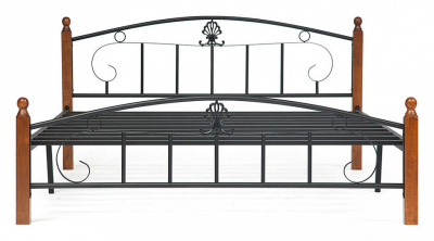 Кровать РУМБА (AT-203)/ RUMBA дерево гевея/металл, 120*200 см (middle bed), красный дуб/черный. Фото №2