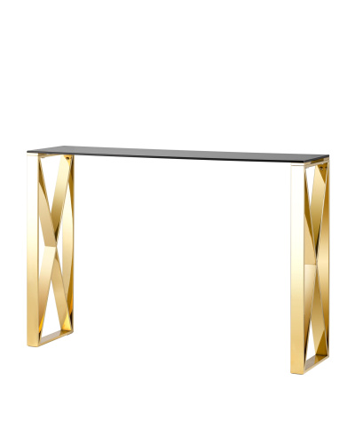 Консоль КРОСС 115*30 золото стекло smoke. Фото №2