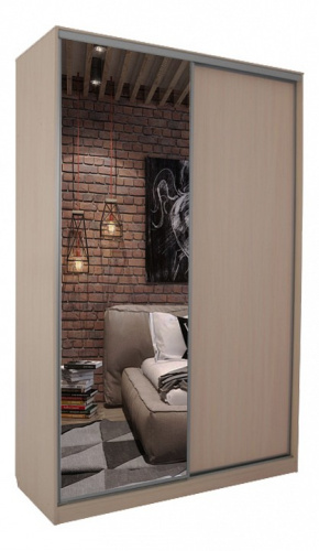 Шкаф-купеГранд 1-600* (полкиСправа) дуб млечный. Фото №1