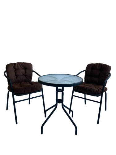 Комплект садовый "Бистро" BISTRO с коричневыми подушками фото Комплект садовый "Бистро" BISTRO с коричневыми подушками. Фото №3