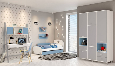 Шкаф комбинированный Polini kids Mirum 2335, серый. Фото №4