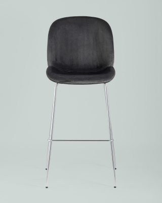Стул барный Beetle со спинкой серый хромированные ножки фото Стул барный Beetle со спинкой серый хромированные ножки. Фото